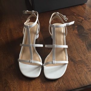 New in box Ann Taylor white leather block sandal